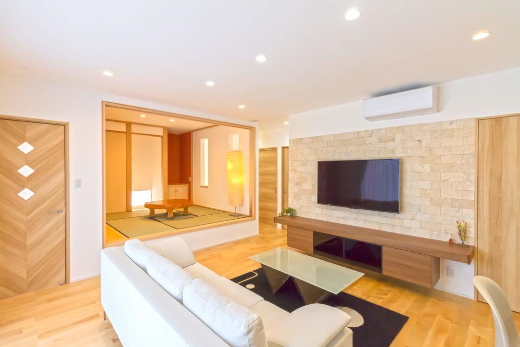 宮崎市｜平屋｜白壁｜動線｜多彩な動線で暮らしやすい白壁の平屋 写真